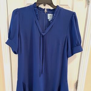 Cece a neck with tie Short Sleeve Godet A-line Dress